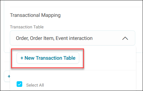 New transaction table