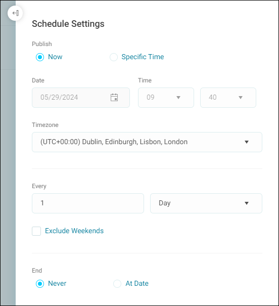 Schedule Settings