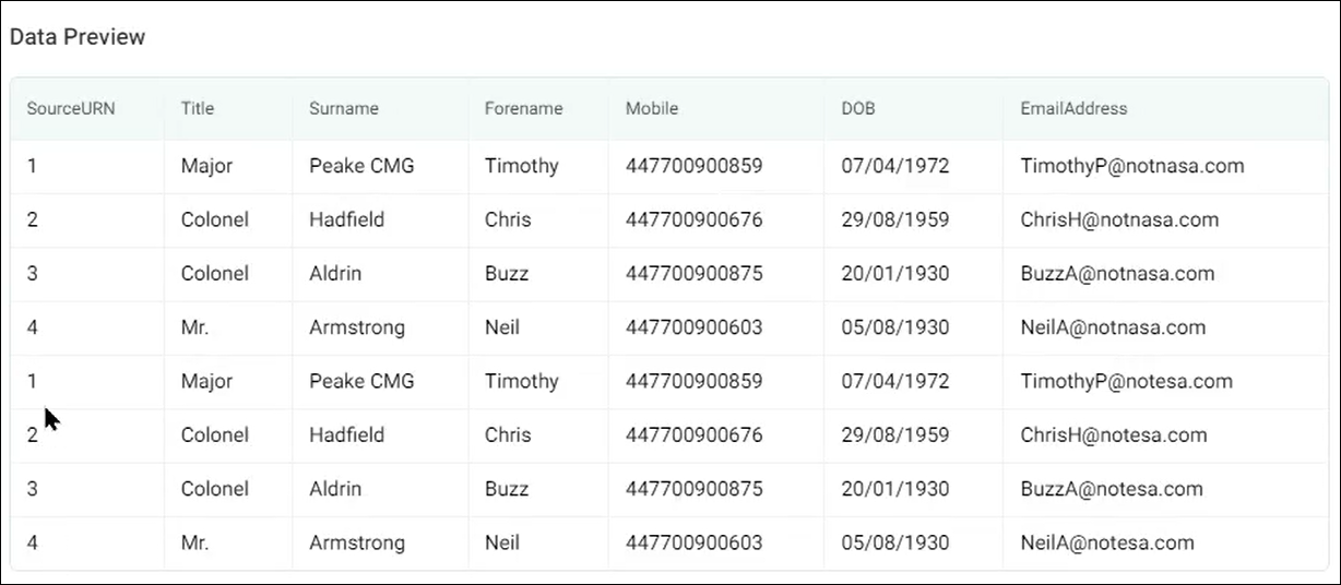 Data preview