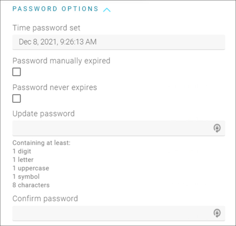Password options
