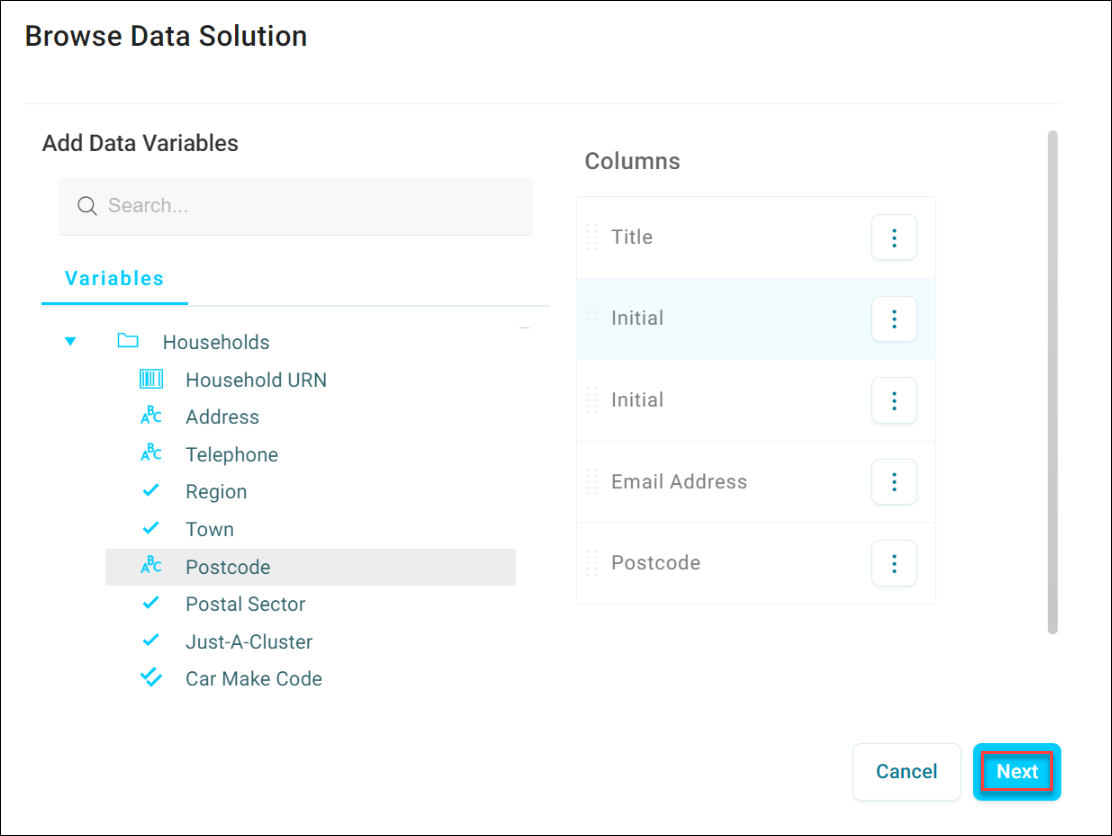 Browse data next