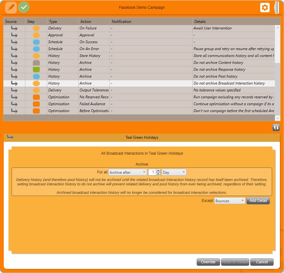 Archiving broadcast interaction history settings Archiving broadcast interaction history settings