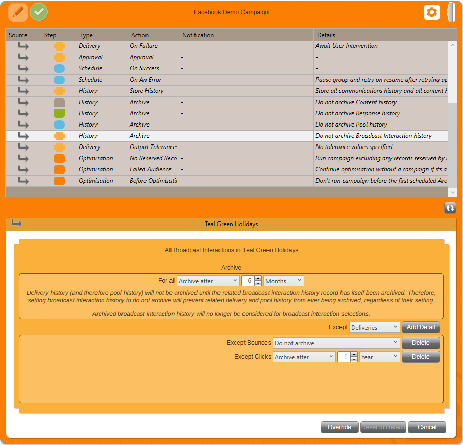 Broadcast interaction history details Broadcast interaction history details