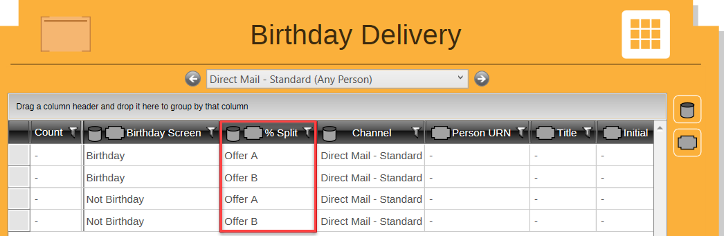 Delivery Step Grid View