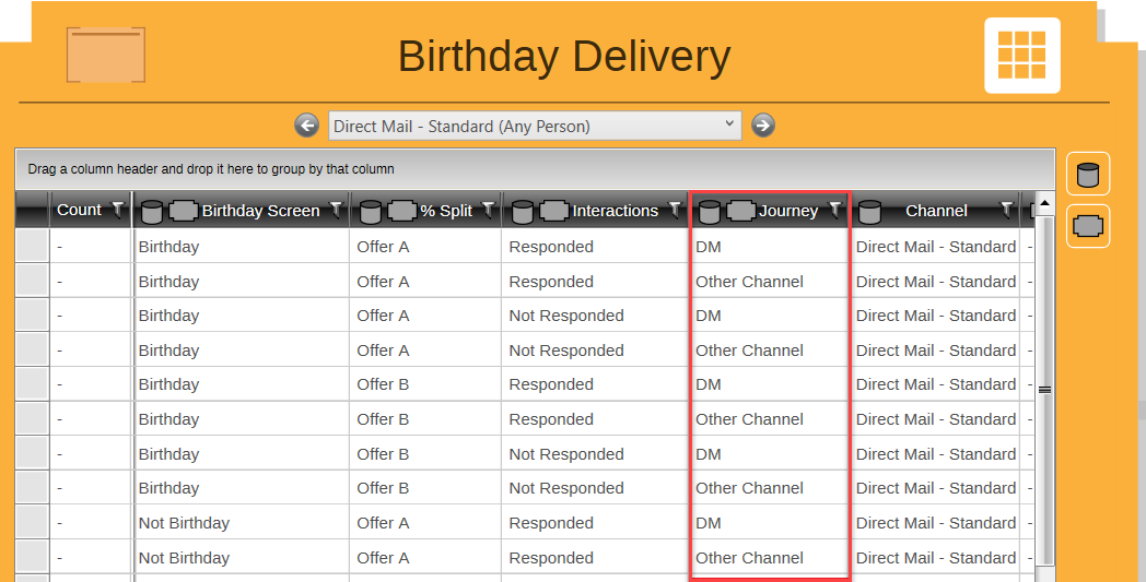 Delivery Step Grid View