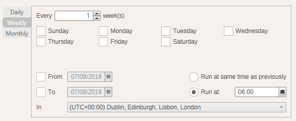 Weekly schedule