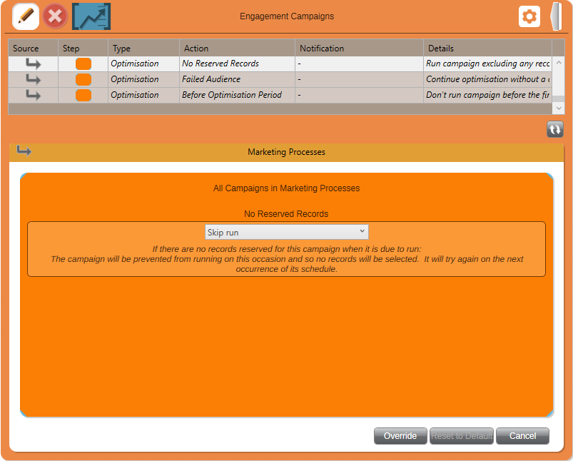 Optimisation task settings