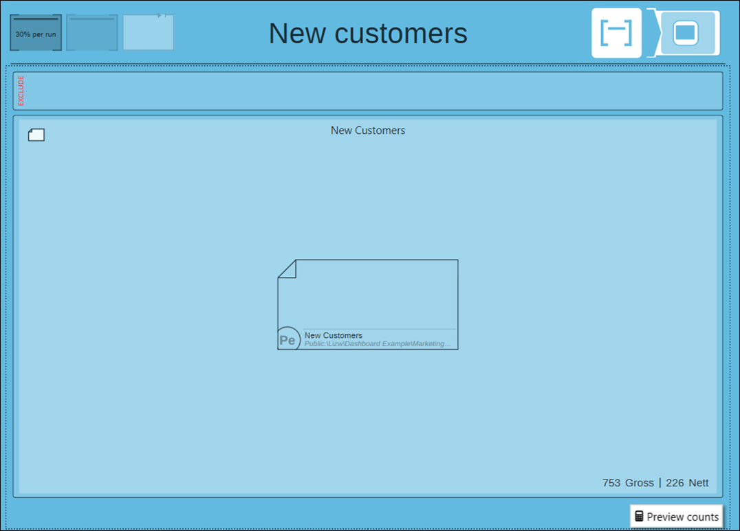 Preview counts with 30% constraint