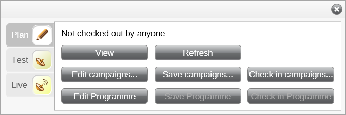 Plan Status - Edit Programme