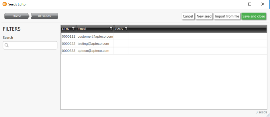 Seeds Editor View Seeds