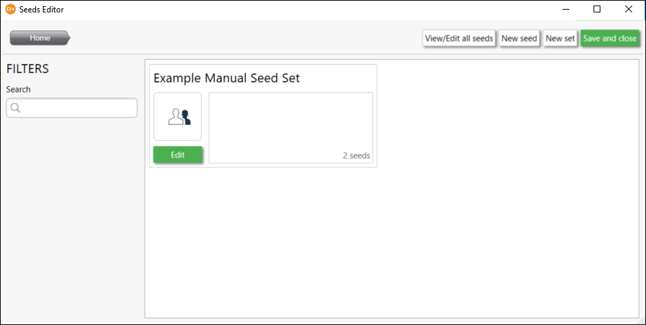 Seeds Editor Edit a Seed Set