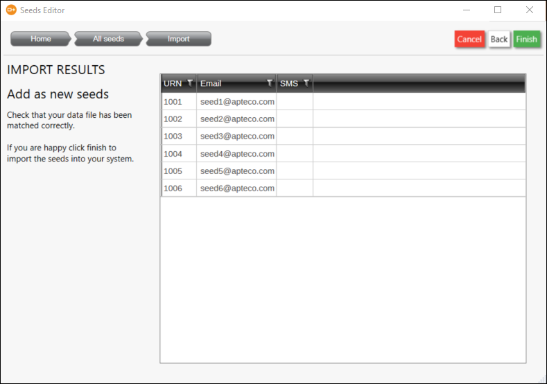 Seeds Editor Import Preview