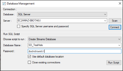 Create streams database