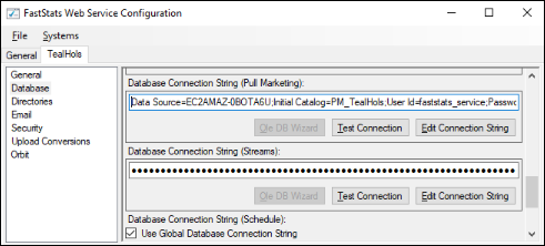 FastStats web service configuration