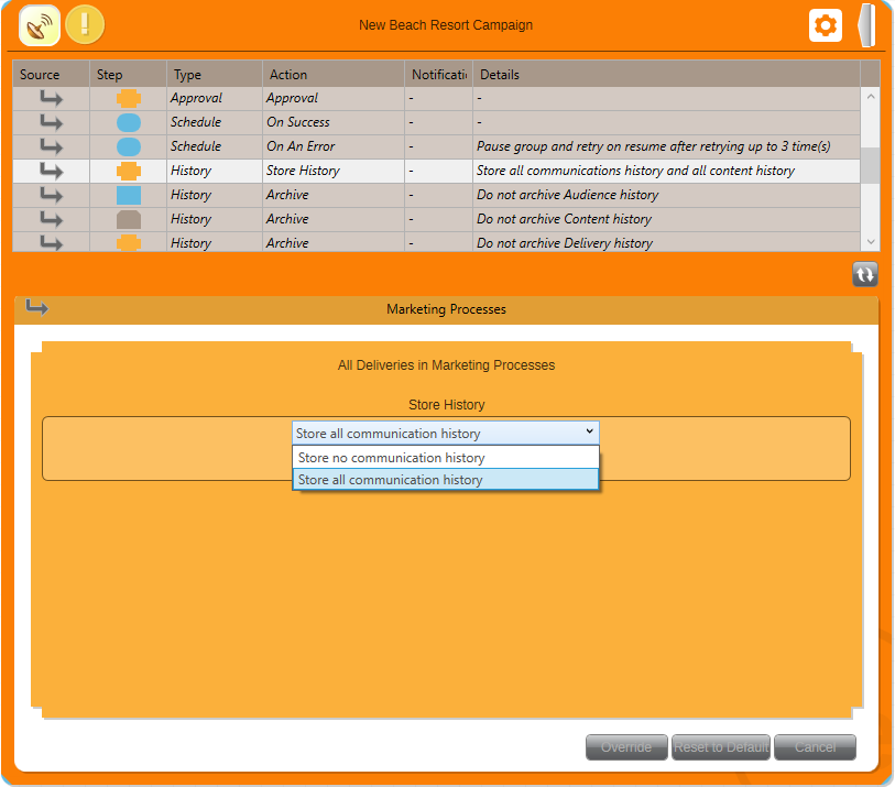 Settings View Store History