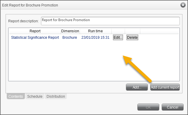 Scheduled Report Editor Contents Tab