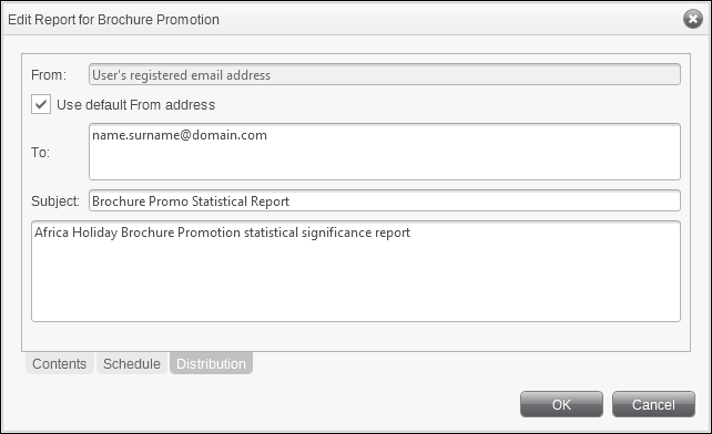 Scheduled Report Editor Distribution Tab