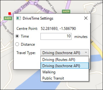 DriveTime settings