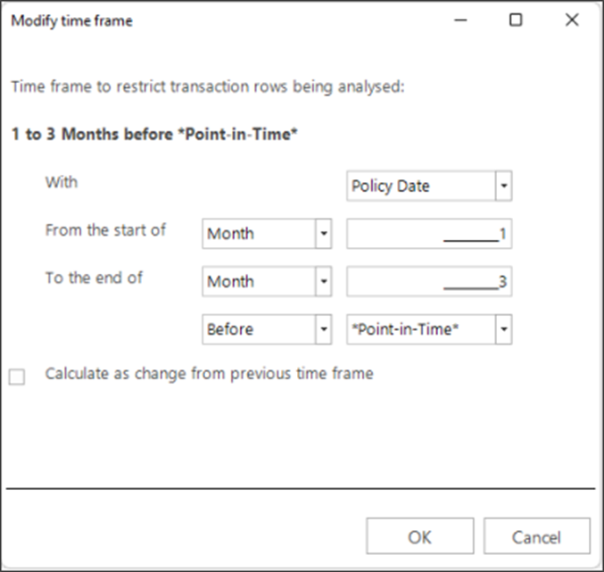 Modify time frame