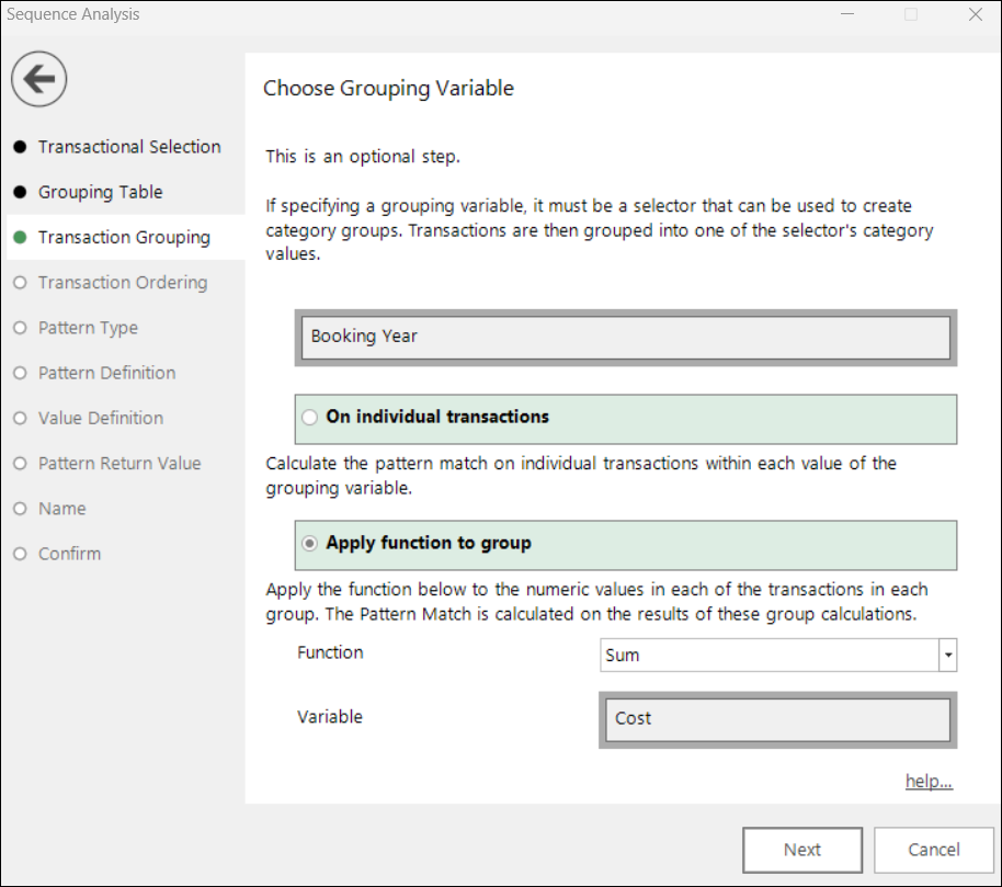 Transaction grouping