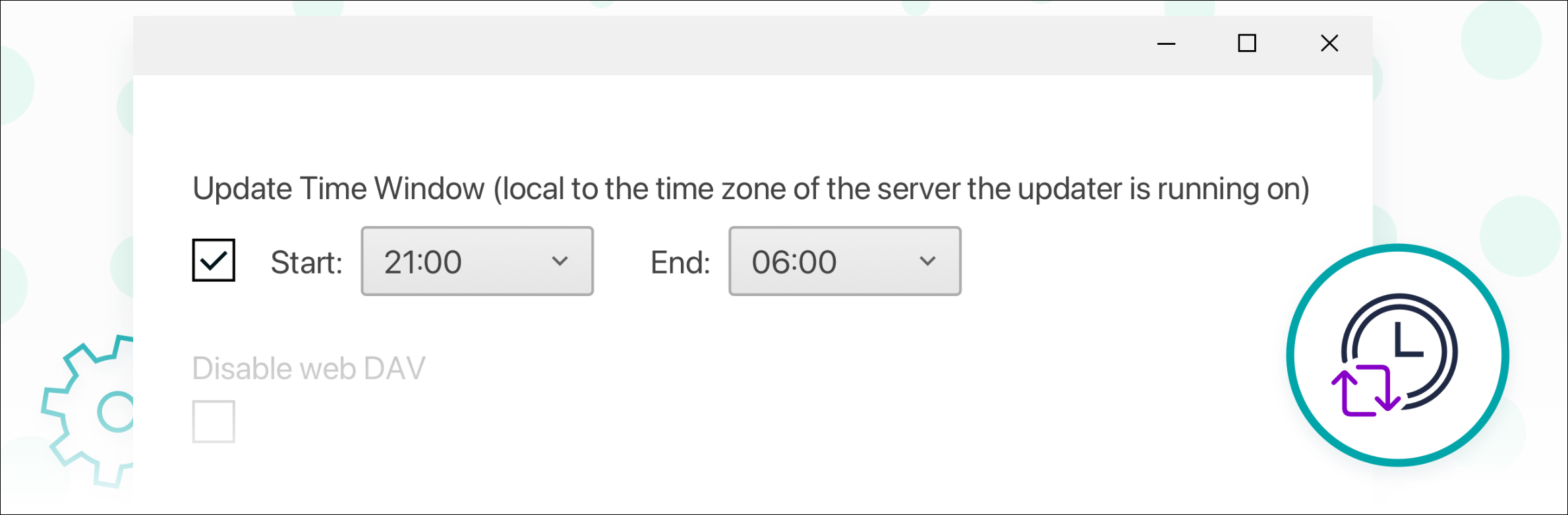 Admin update time window