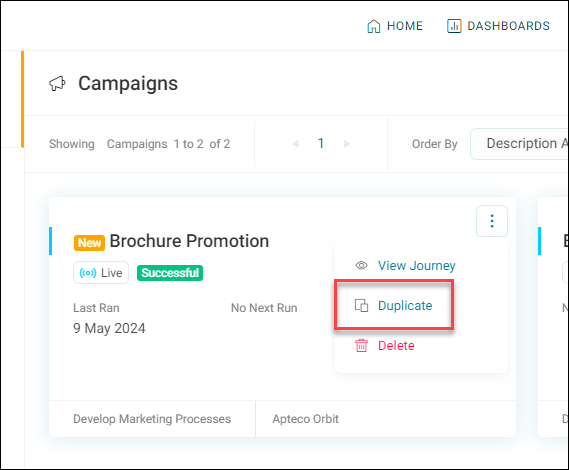 Duplicate campaign