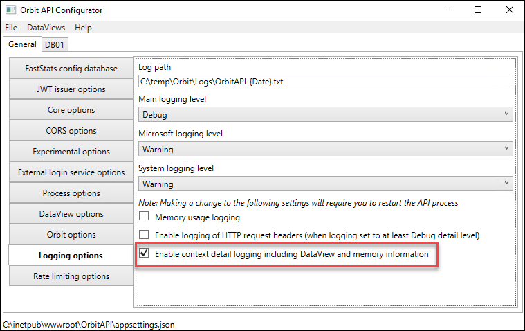OrbitAPI Logging