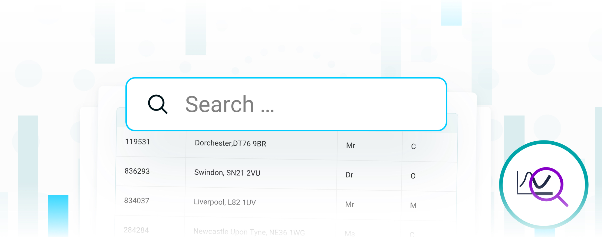 Dashboard quick search filter
