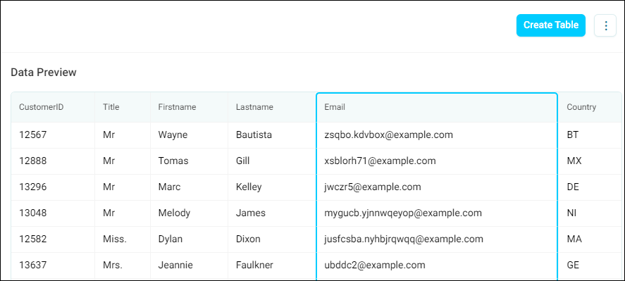 Preview Data Column