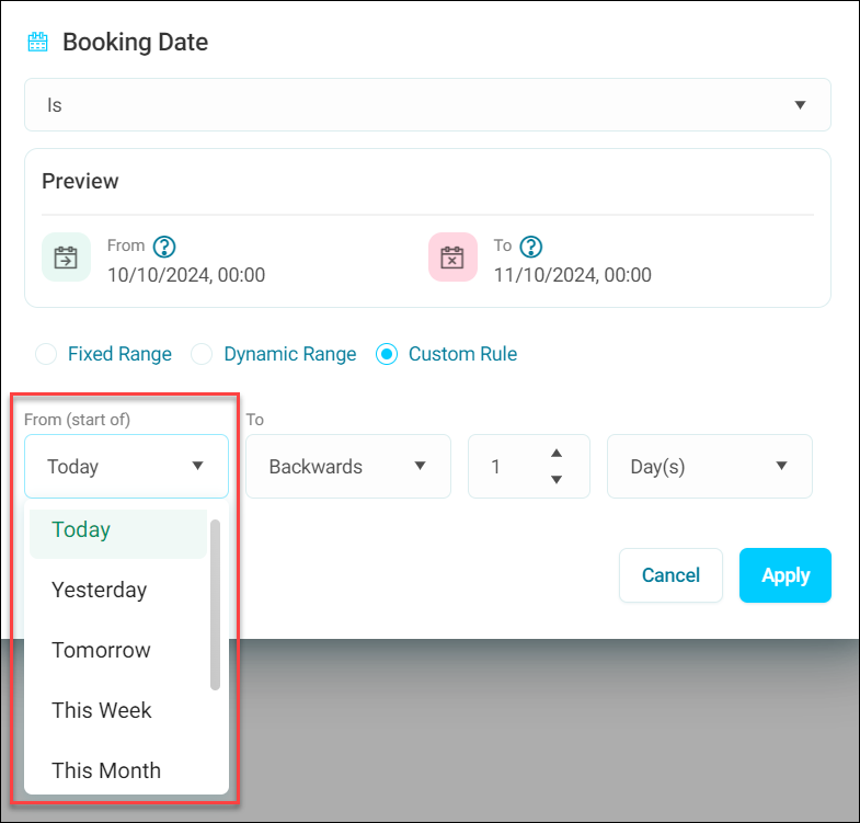 Custom date rules