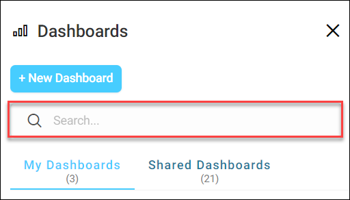 Dashboard list search filter