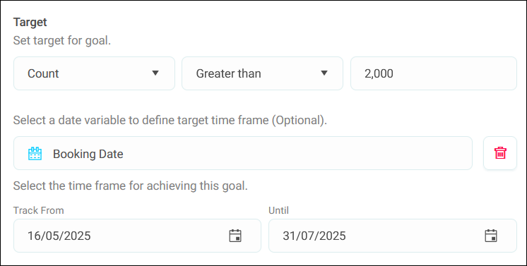 Date variable in goal targets