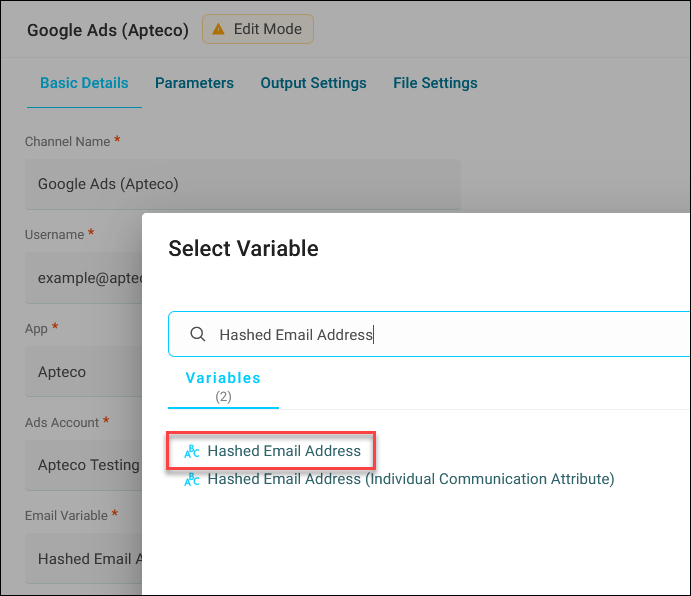 Hashed email support