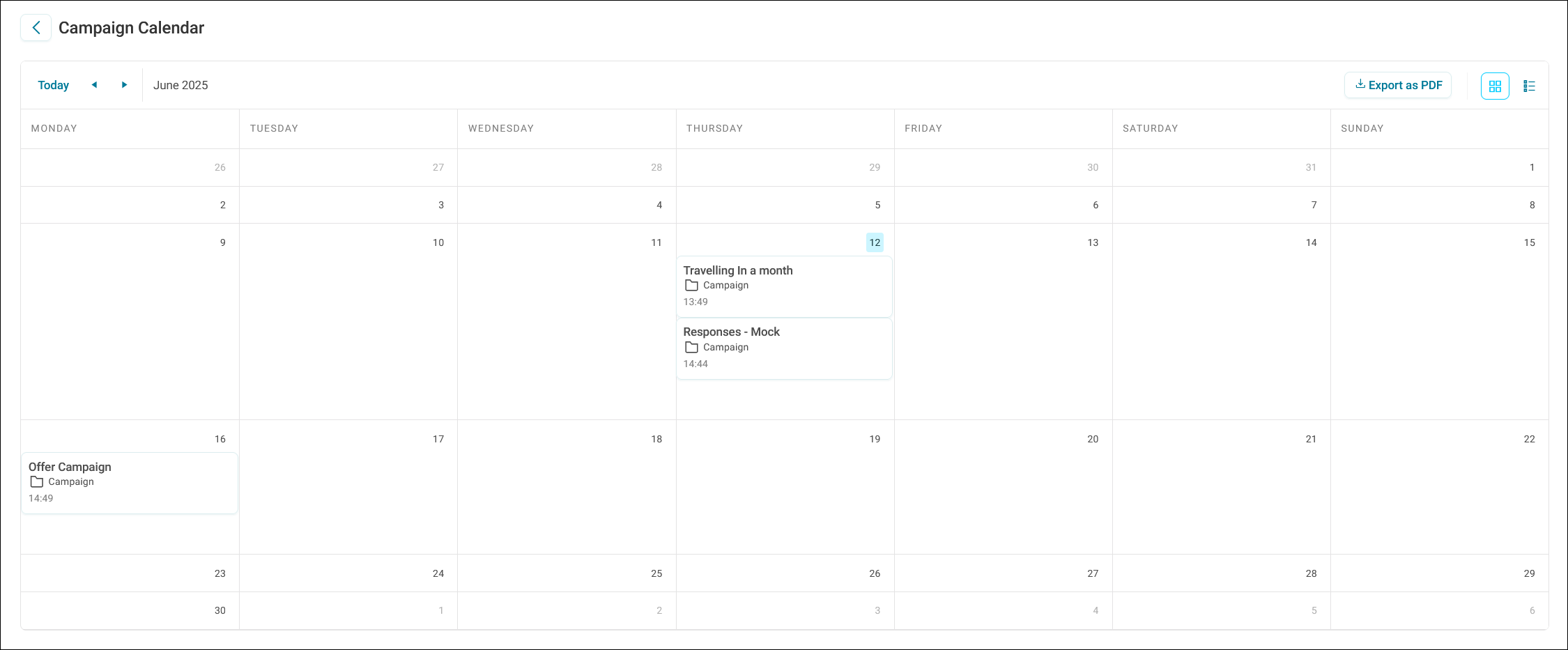 Campaign calendar