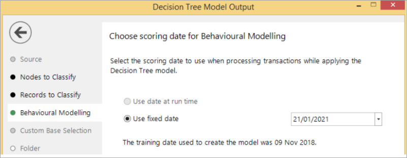 Decision Tree Model Output wizard - Scoring Date