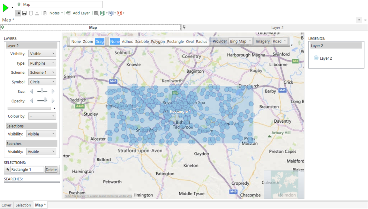 Longitude and Latitude selection without shape file